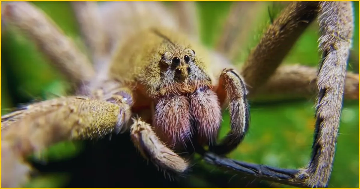 brazilian wandering spider extreme close up showing his eyes